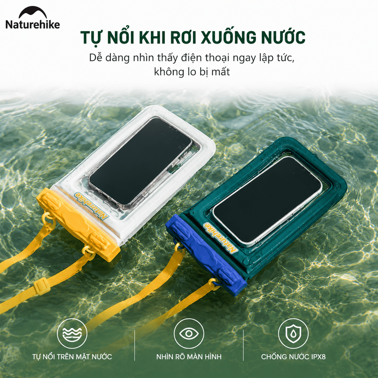 Túi chống nước bảo vệ điện thoại NATUREHIKE CNK2300BS015 – Dùng khi đi mưa, đi biển, du lịch