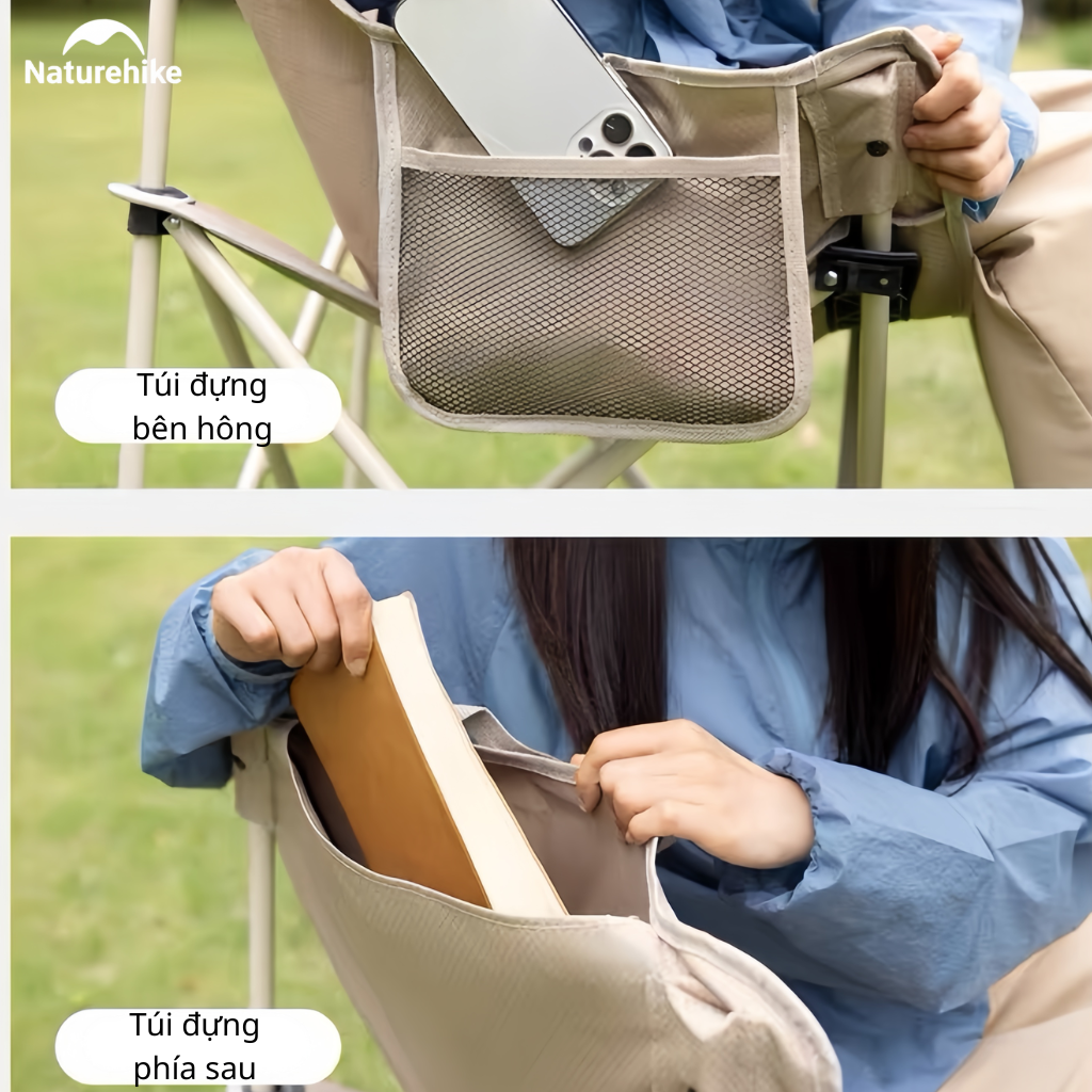 Ghế Mặt Trăng Naturehike CNH23JU13002 Gấp Gọn Có Túi Đựng Ghế Dã Ngoại Khung Thép Carbon