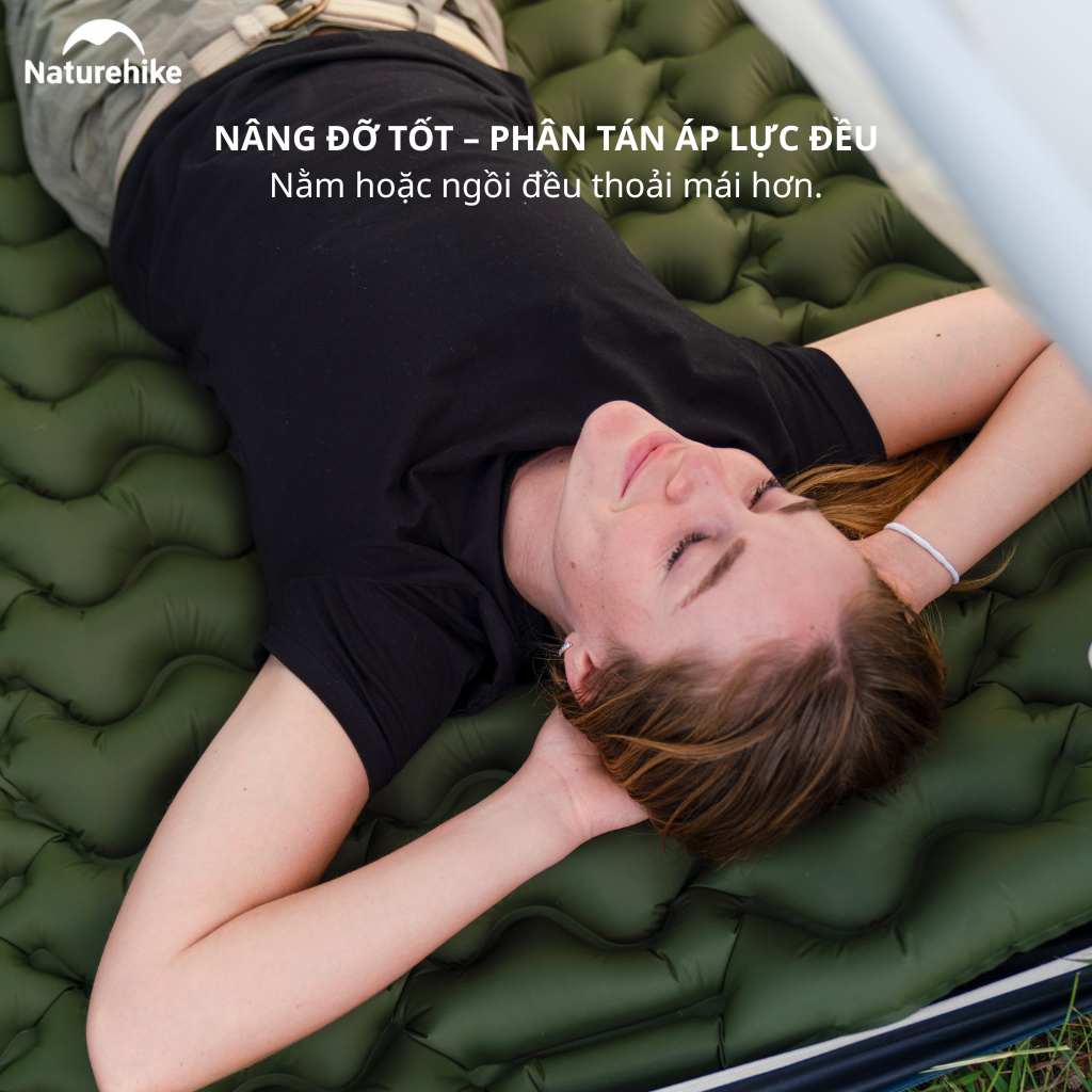 Đệm Hơi Đôi Naturehike CNK2550WS019 Đạp Chân 200x125cm Nệm Hơi Camping Gấp Gọn Có Gối Tích Hợp