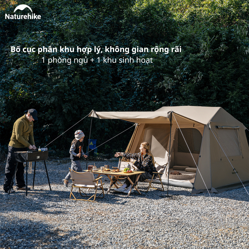 Lều Camping Naturehike CNK2550WS043 4 Người Dựng Nhanh Tự Bung Chống Mưa 2000mm Lều Gia Đình Cao 1m8