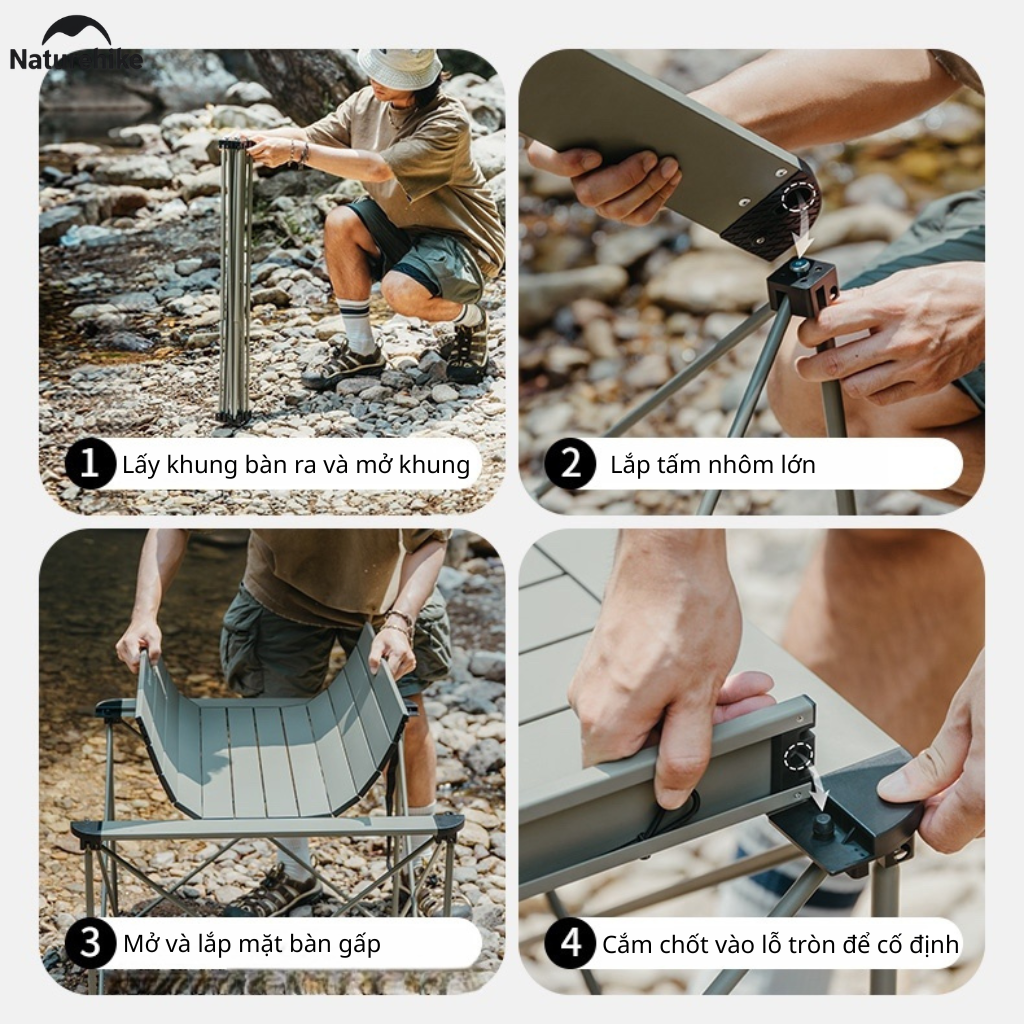 Bàn Xếp Gọn Hợp Kim Nhôm CNK2450JJ013 Naturehike – Siêu Nhẹ, Gấp Gọn Tiện Lợi Cho Camping & Picnic