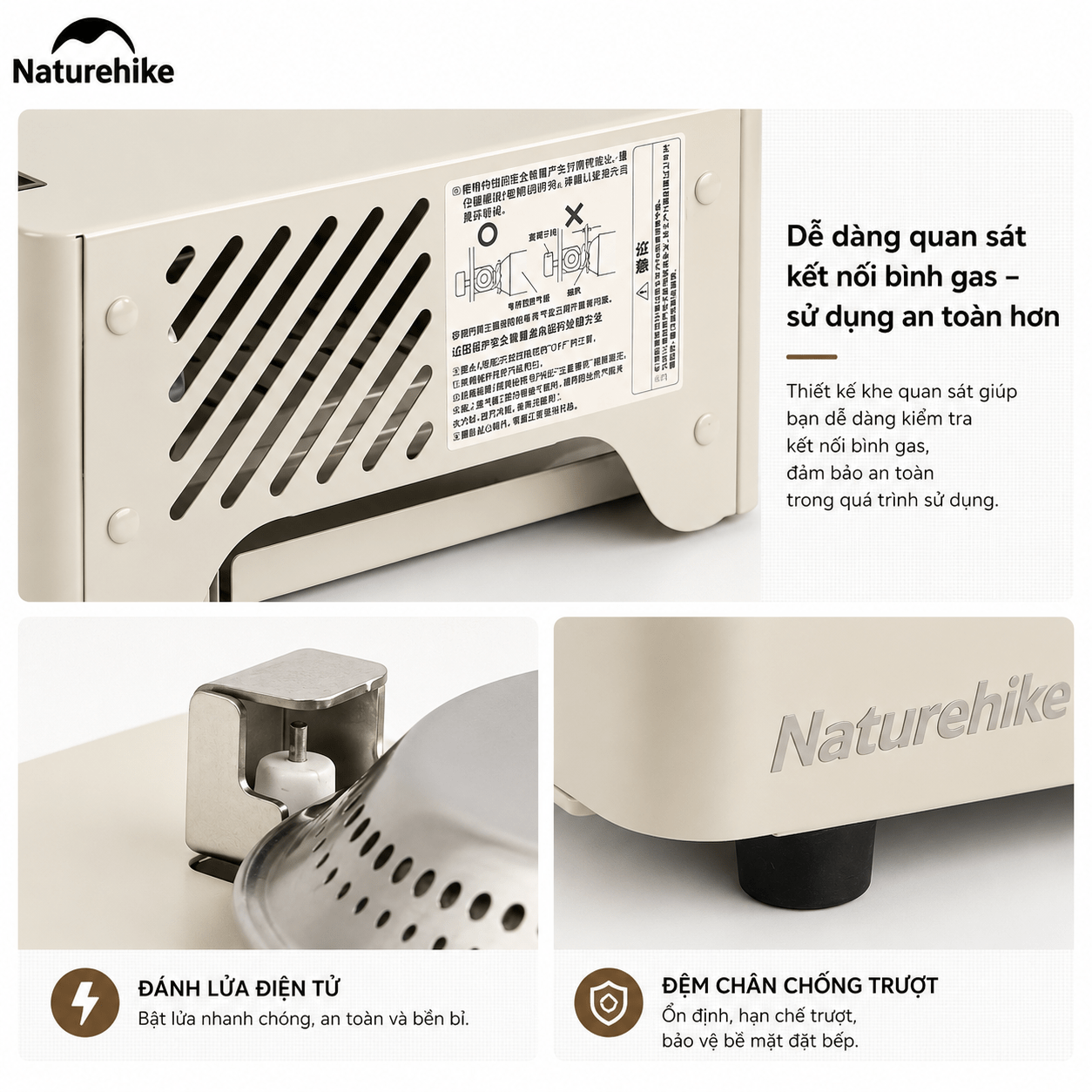 Bếp Gas Mini Cassette Naturehike CNH22CJ011 2KW – Bếp Gas Du Lịch Camping Gấp Gọn Đánh Lửa Tự Động