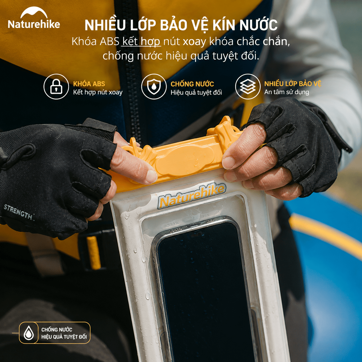 Túi chống nước bảo vệ điện thoại NATUREHIKE CNK2300BS015 – Dùng khi đi mưa, đi biển, du lịch