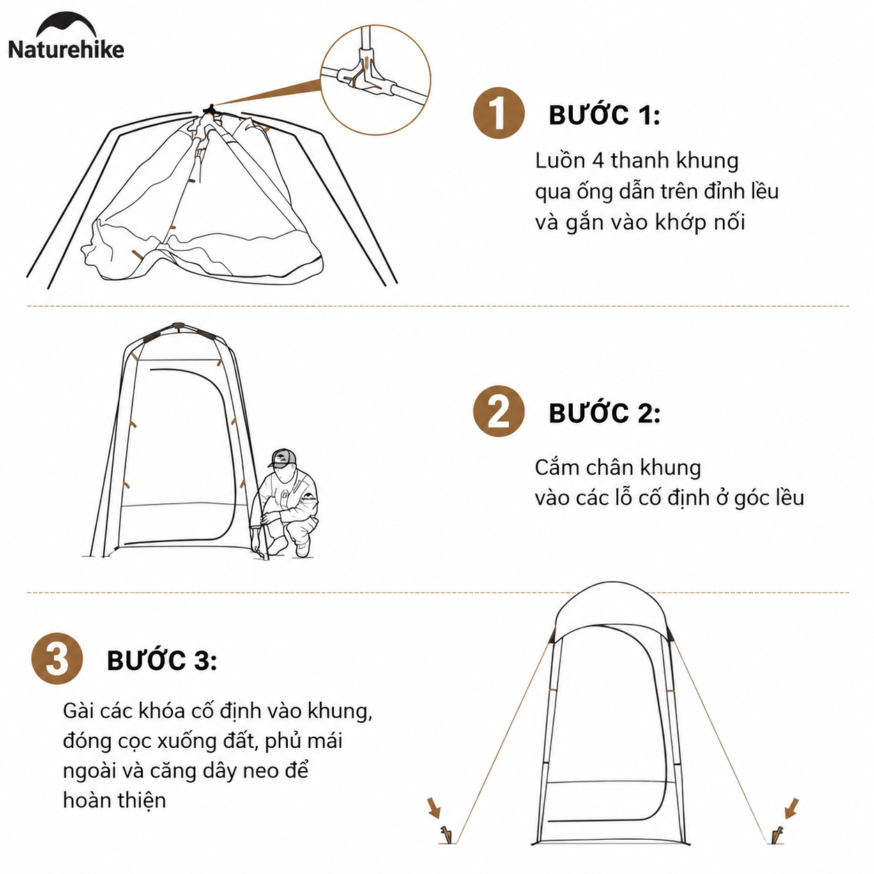 Lều Tắm Naturehike Outdoor Di Động NH21ZP005 Lều Thay Đồ Camping Chống Nước Có Móc Treo Túi Tắm