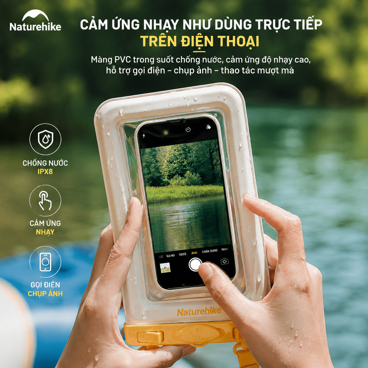 Túi chống nước bảo vệ điện thoại NATUREHIKE CNK2300BS015 – Dùng khi đi mưa, đi biển, du lịch