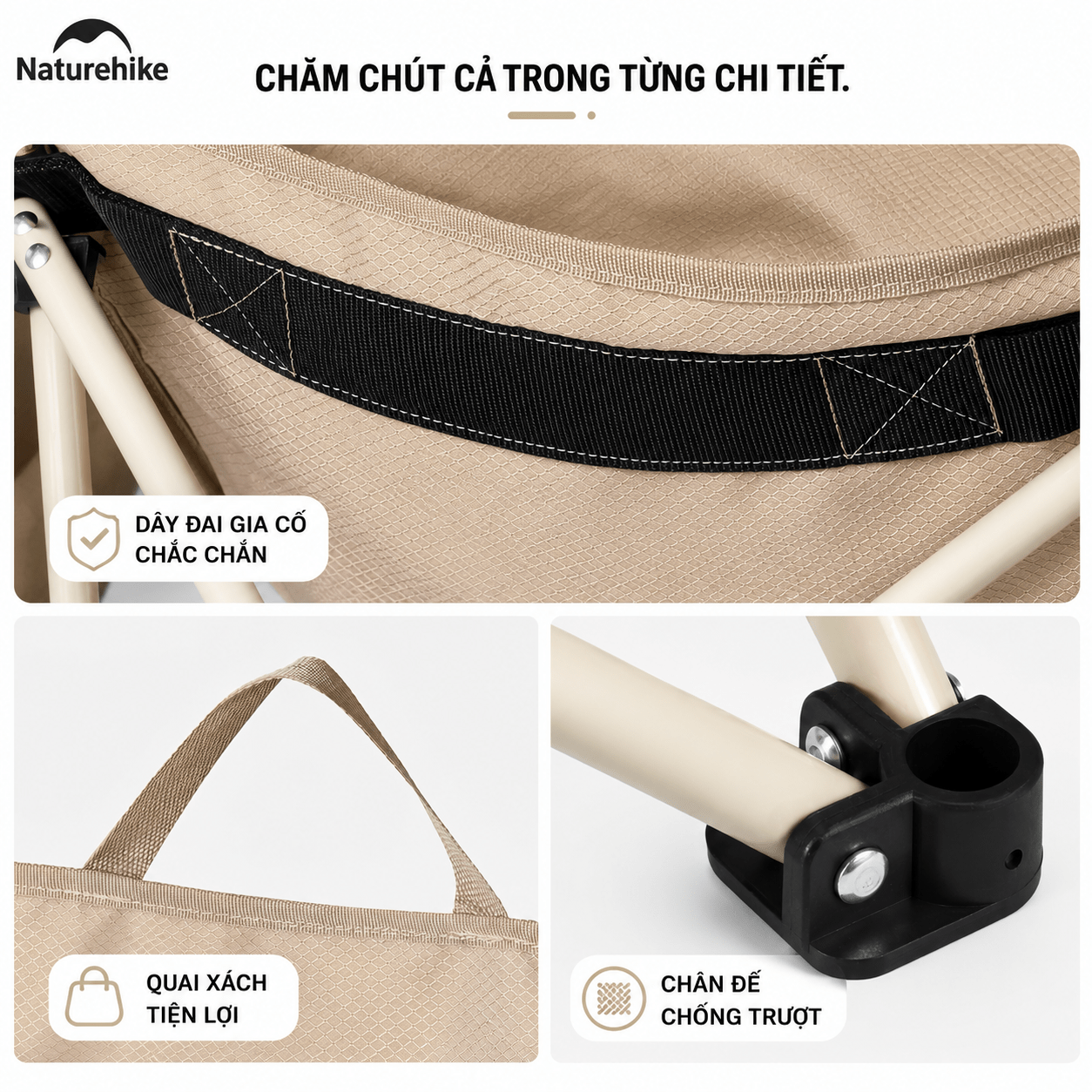 Ghế Mặt Trăng Naturehike CNH23JU13002 Gấp Gọn Có Túi Đựng Ghế Dã Ngoại Khung Thép Carbon