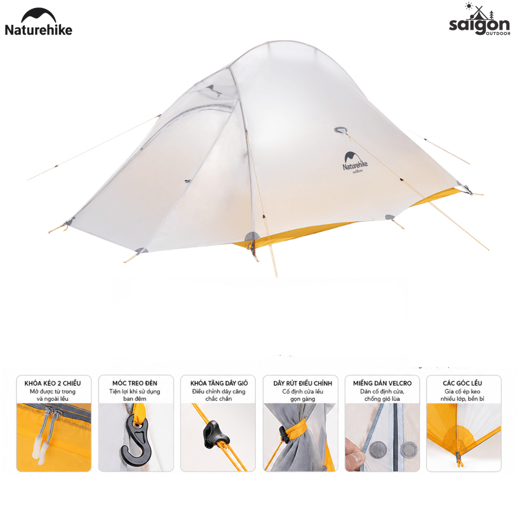 Naturehike NH19ZP017 - Lều Cloud Up 1 Người Siêu Nhẹ 930g, Chống Nước lên đến 3000mm/ Cloud Up™ 1-Person Ultralight Backpacking Tent