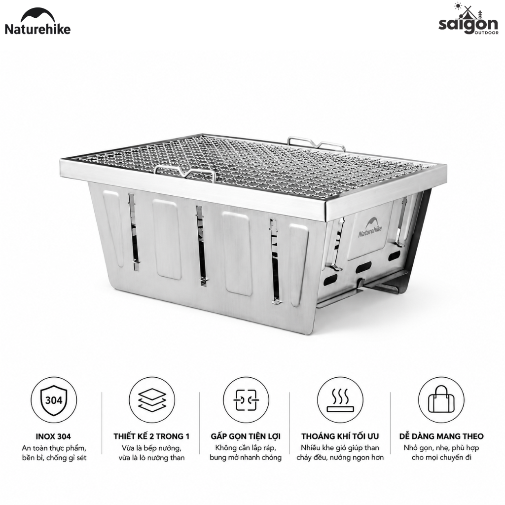 Bếp Nướng Gấp Gọn IGT Naturehike NH20CJ006 (TẶNG KÈM VỈ NƯỚNG)