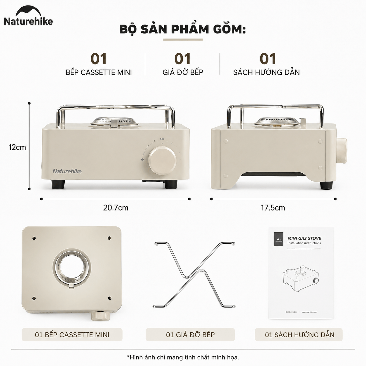 Bếp Gas Mini Cassette Naturehike CNH22CJ011 2KW – Bếp Gas Du Lịch Camping Gấp Gọn Đánh Lửa Tự Động