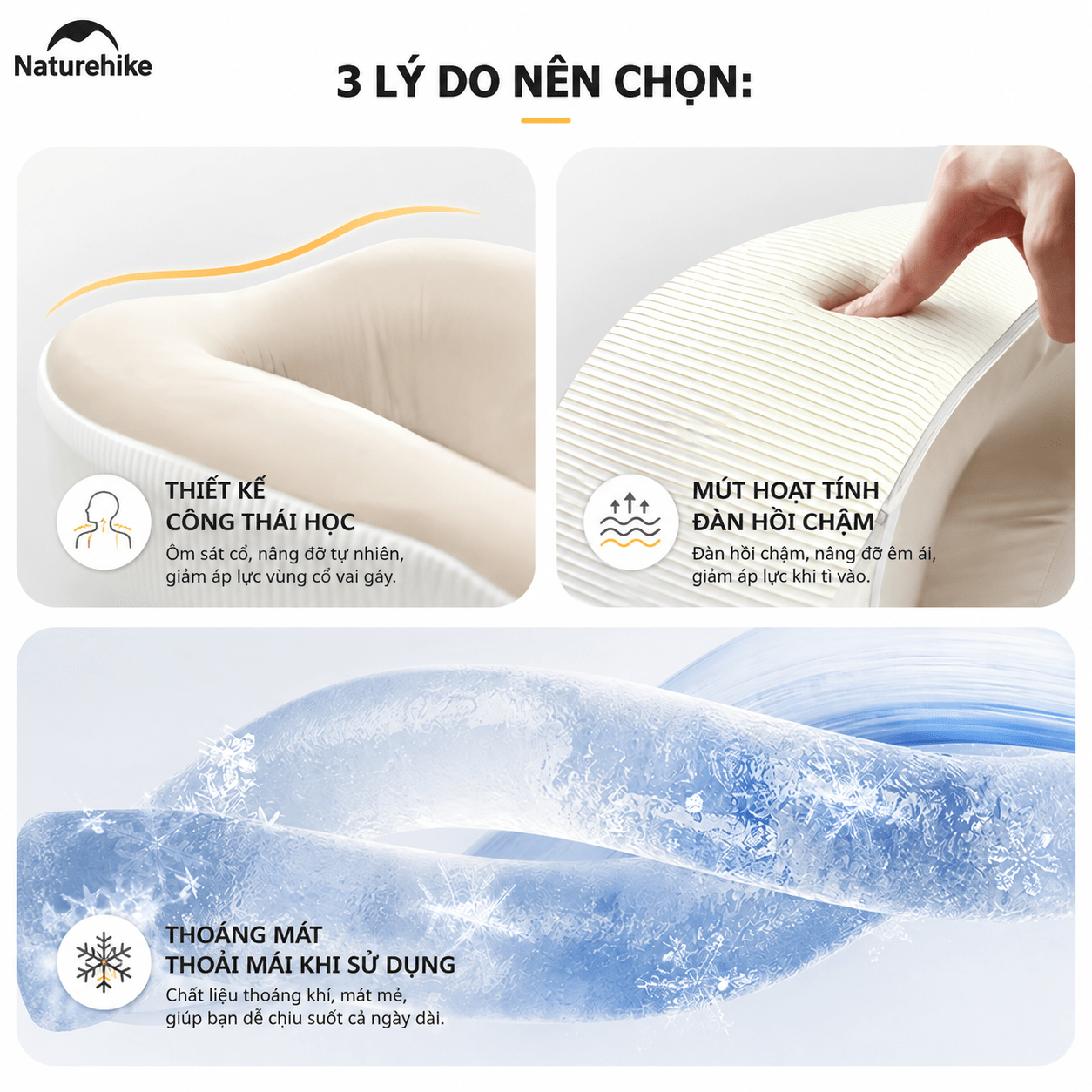 Gối Kê Cổ Chữ U CNK2450WS019 Naturehike Memory Foam Du Lịch Văn Phòng Ô Tô Gấp Gọn Có Hộp Đựng