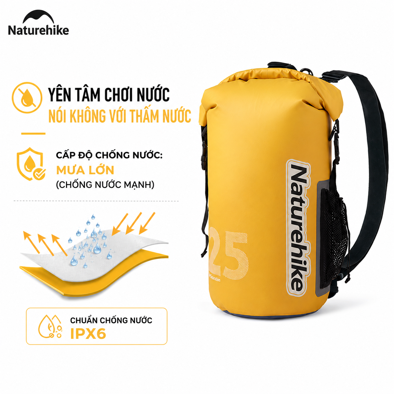 Túi chống nước NATUREHIKE CNK2300BS017 giúp bảo quản đồ dùng khô ráo khi du lịch