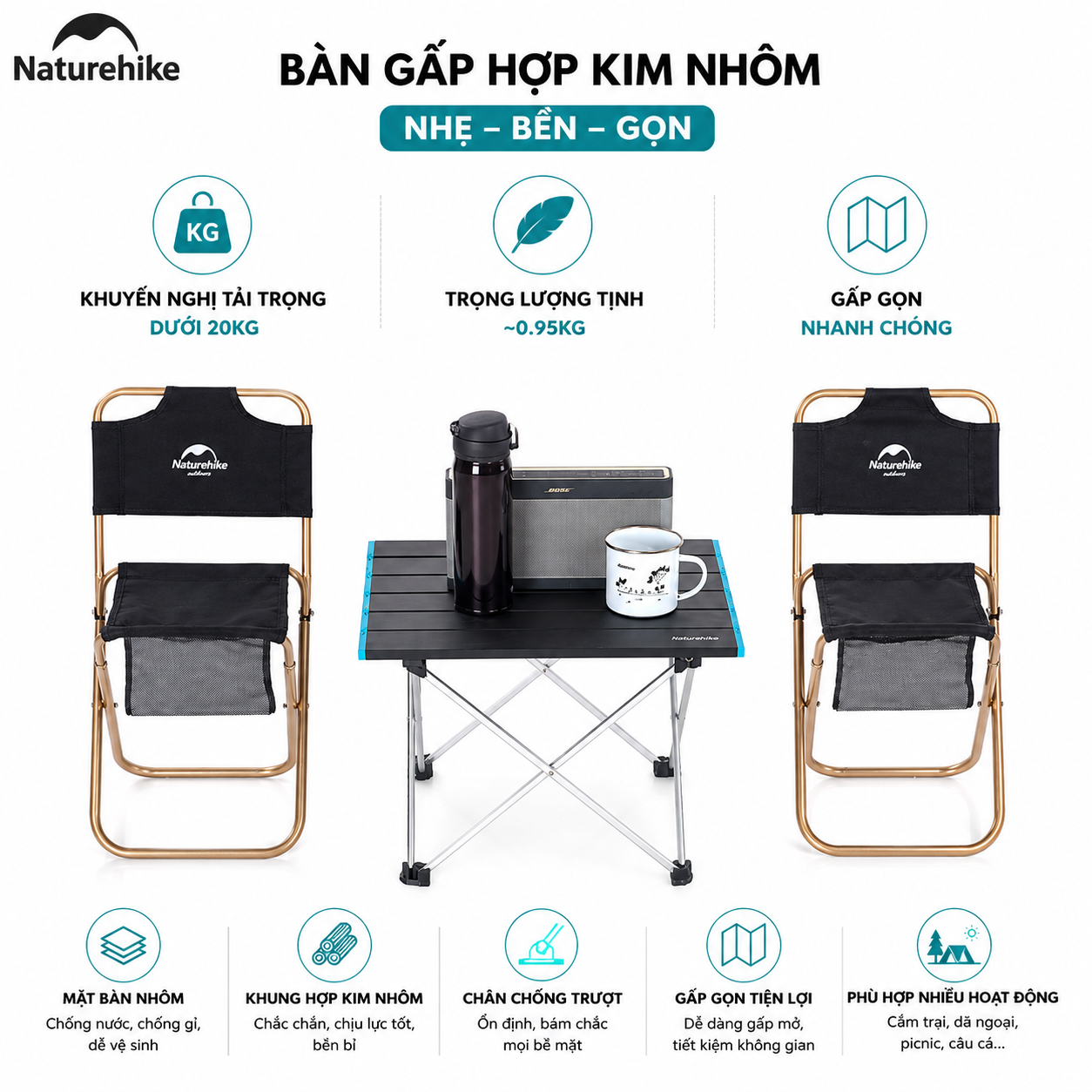 Bàn Xếp Gọn Camping NH19Z008-Z Naturehike Siêu Nhẹ