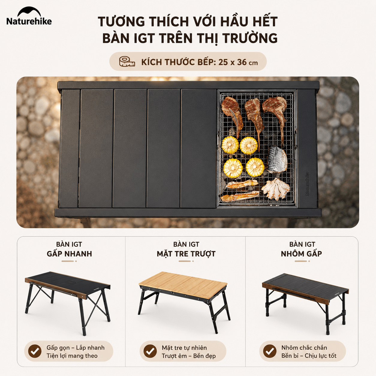 Bếp Nướng Gấp Gọn IGT Naturehike NH20CJ006 (TẶNG KÈM VỈ NƯỚNG)