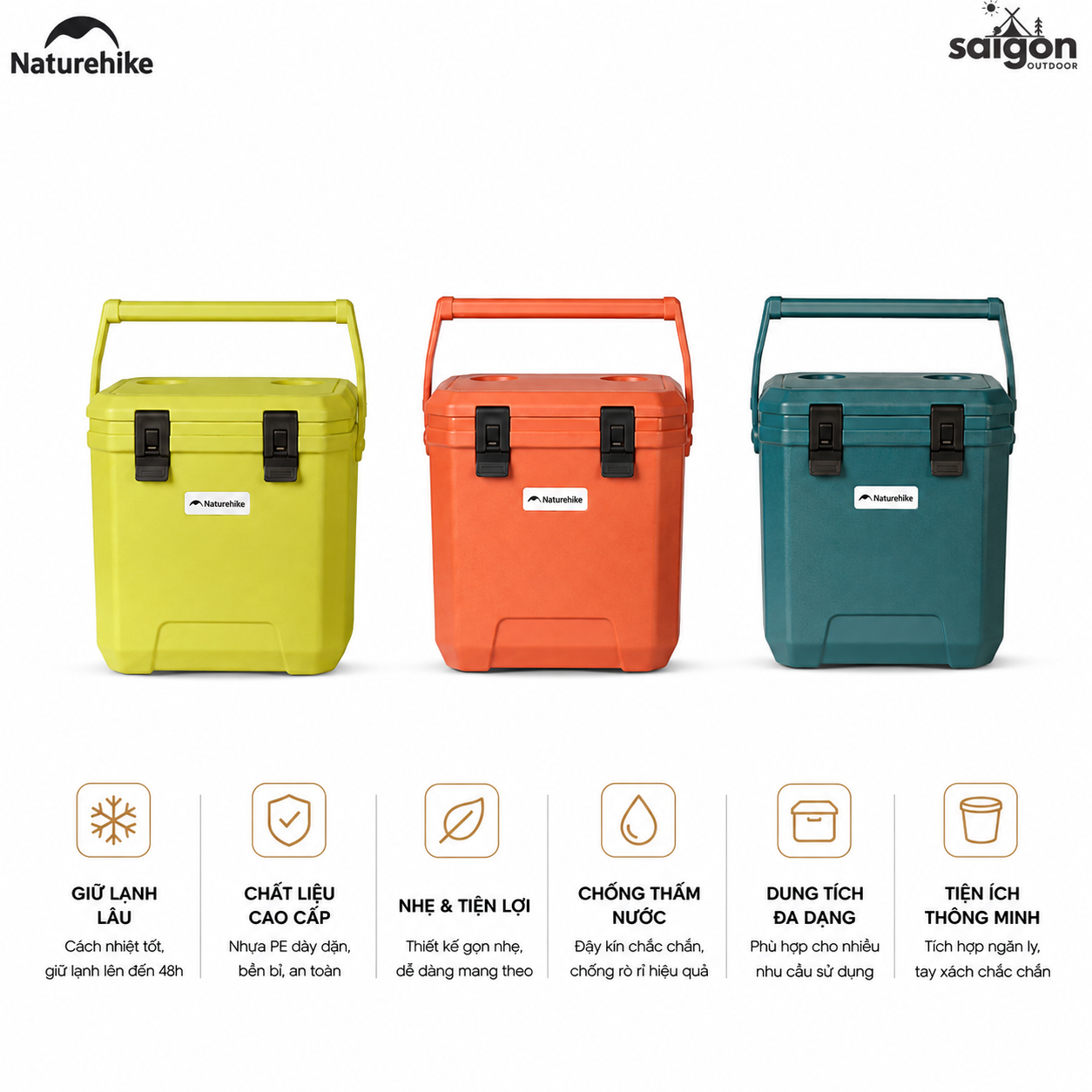 Thùng Giữ Nhiệt Naturehike 17L 24L 36L | Thùng Đá Camping Có Bánh Xe Giữ Lạnh Dã Ngoại Picnic