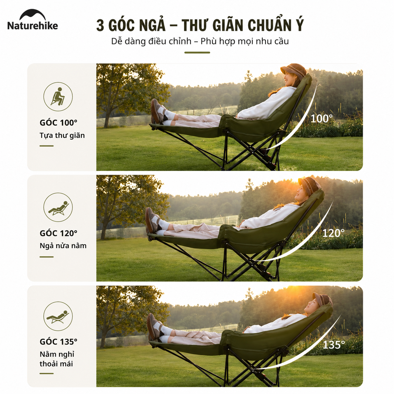 Ghế Xếp Camping Naturehike Sea Star 001 CNK2450JJ020 Có Gác Chân - Ghế Mặt Trăng Ngả Lưng Gấp Gọn