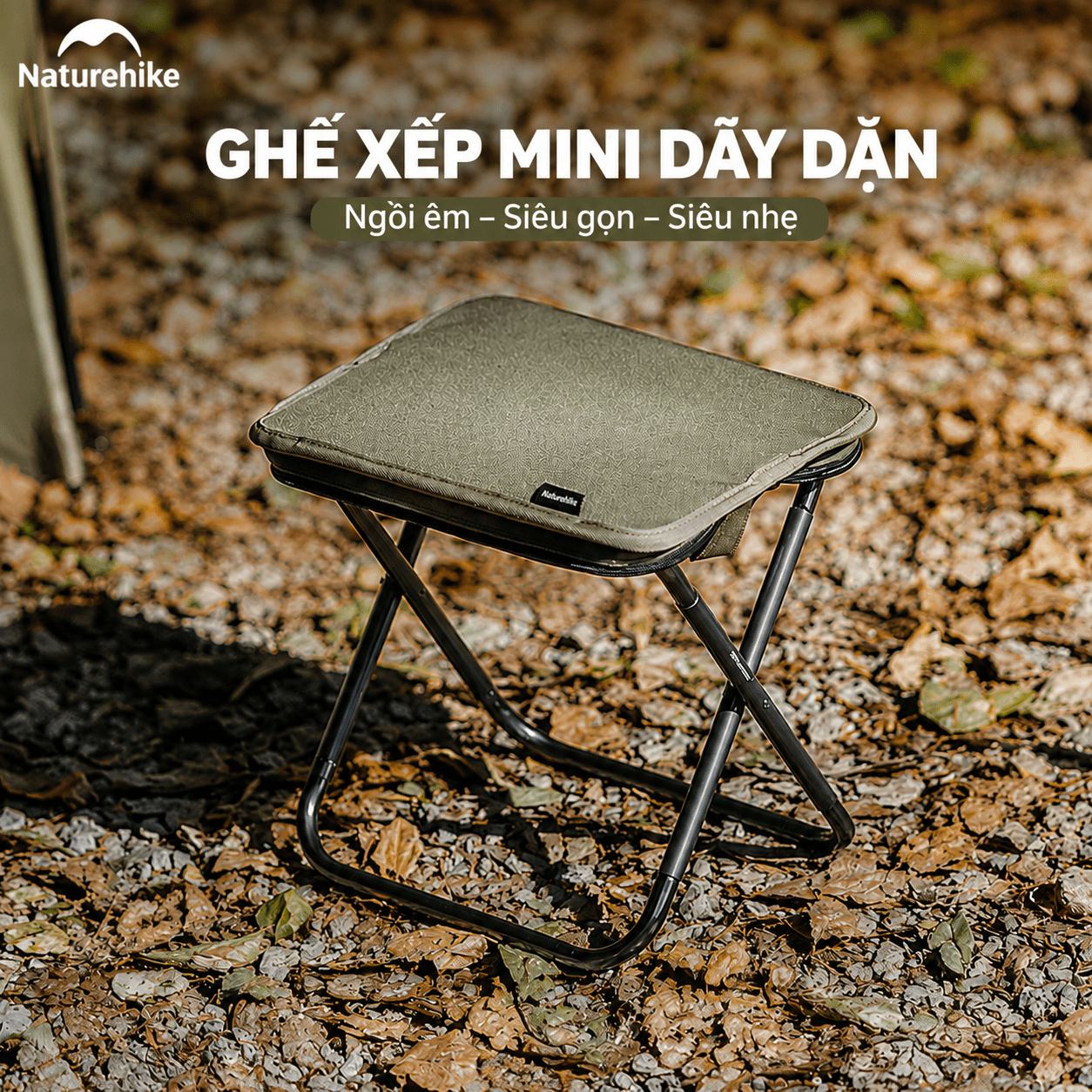 Ghế Camping Mini Naturehike Gấp Gọn Siêu Nhẹ 325g – Ghế Dã Ngoại Câu Cá Picnic