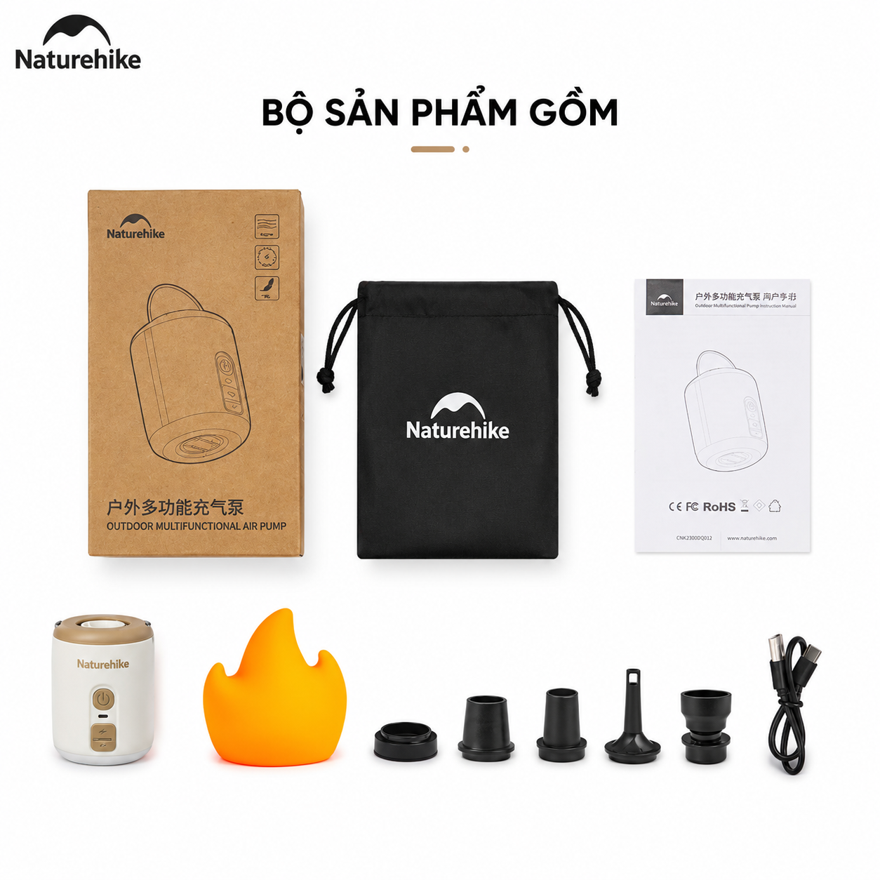 Máy Bơm Hơi Mini Đa Năng 3in1 Naturehike CNK2300DQ022