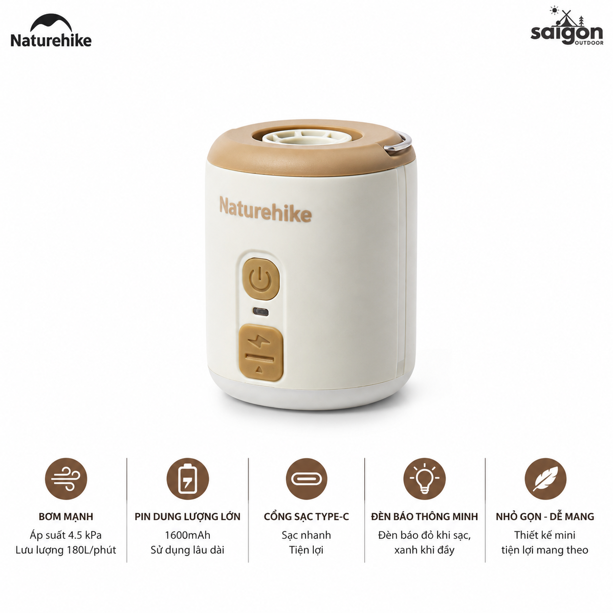 Máy Bơm Hơi Mini Đa Năng 3in1 Naturehike CNK2300DQ022