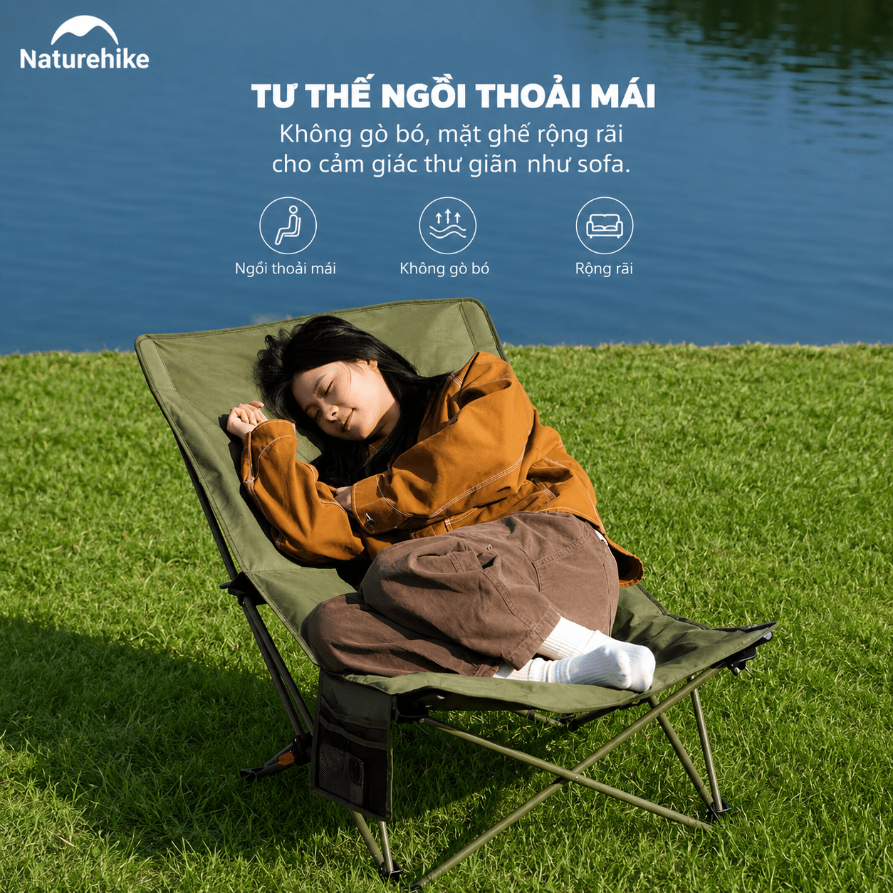 Ghế Xếp Thư Giãn Naturehike CNK2650JJ010 Gấp Gọn 4 Cấp Độ Ngả Lưng - Ghế Camping Ngoài Trời Khung Thép Carbon