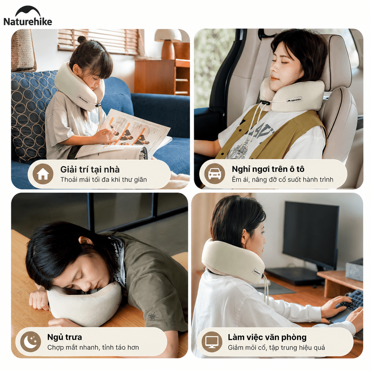 Gối Kê Cổ Chữ U CNK2450WS019 Naturehike Memory Foam Du Lịch Văn Phòng Ô Tô Gấp Gọn Có Hộp Đựng