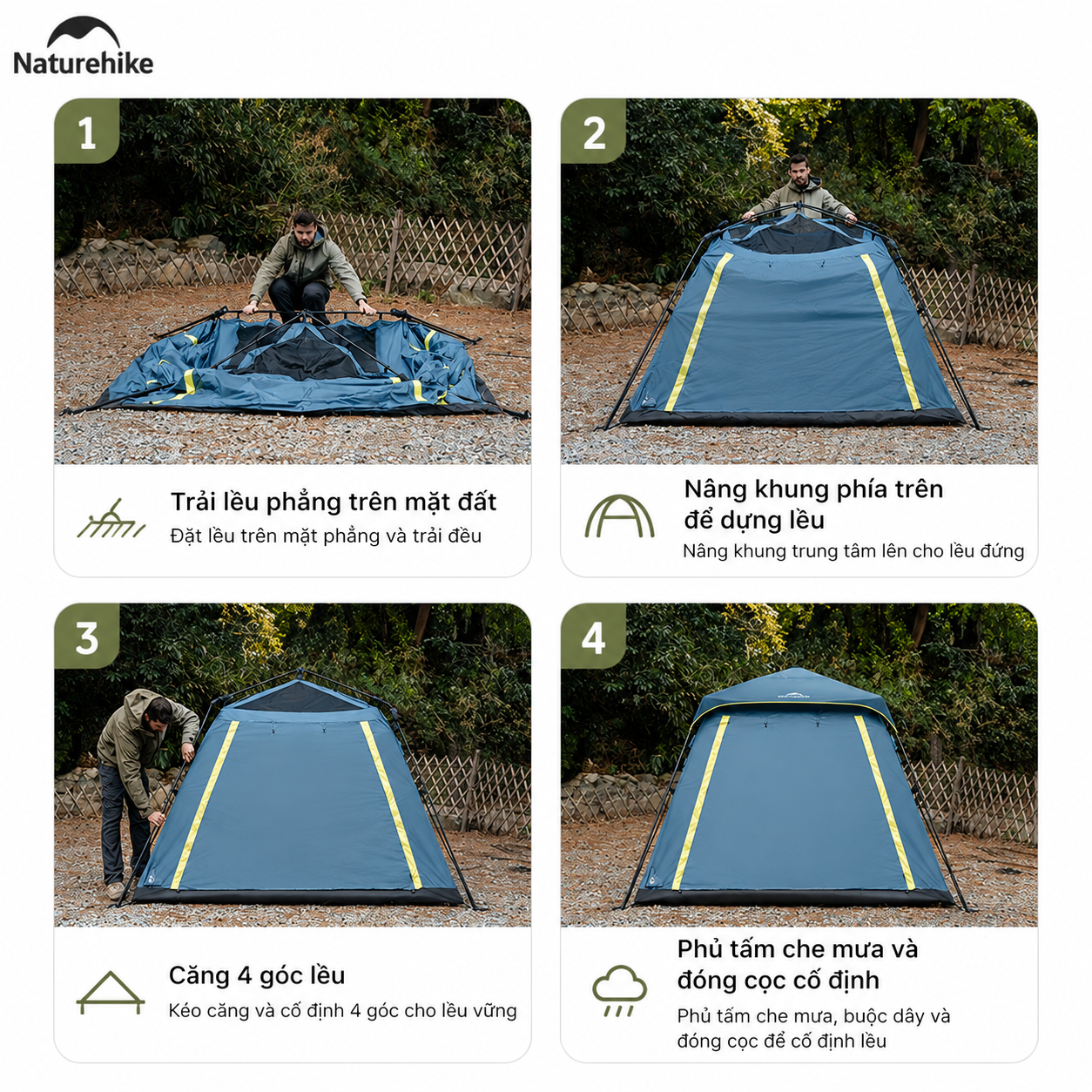 Lều tự bung Naturehike CNK2650WS022 Dã Ngoại , Chống Nắng Mưa tốt - Saigon Outdoor