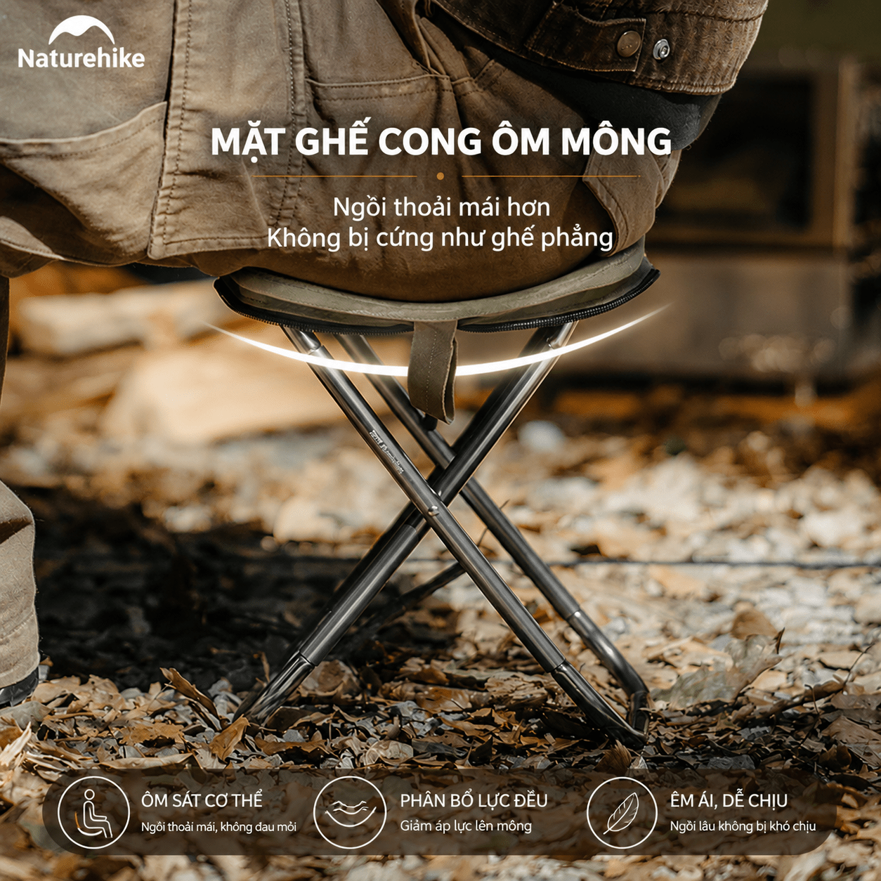 Ghế Camping Mini Naturehike Gấp Gọn Siêu Nhẹ 325g – Ghế Dã Ngoại Câu Cá Picnic