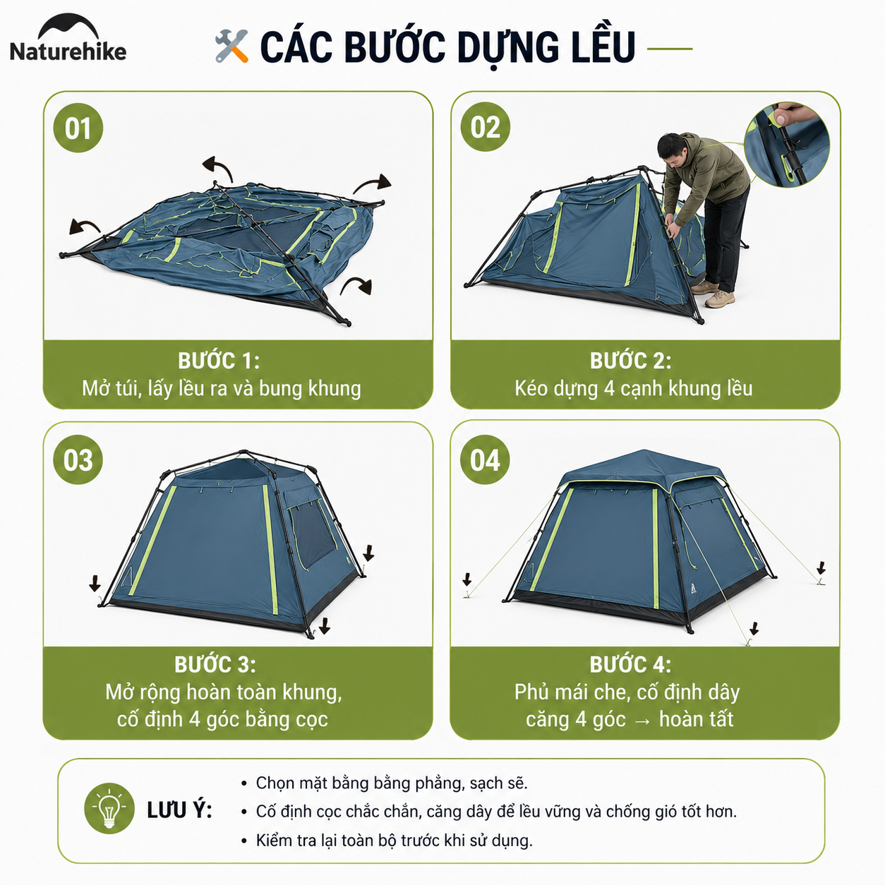 Lều tự bung Naturehike CNK2650WS022 Dã Ngoại , Chống Nắng Mưa tốt - Saigon Outdoor