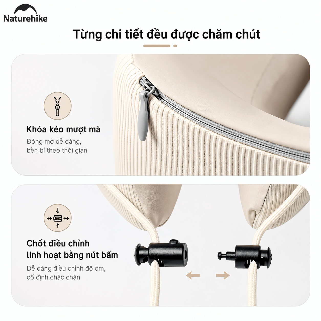 Gối Kê Cổ Chữ U CNK2450WS019 Naturehike Memory Foam Du Lịch Văn Phòng Ô Tô Gấp Gọn Có Hộp Đựng