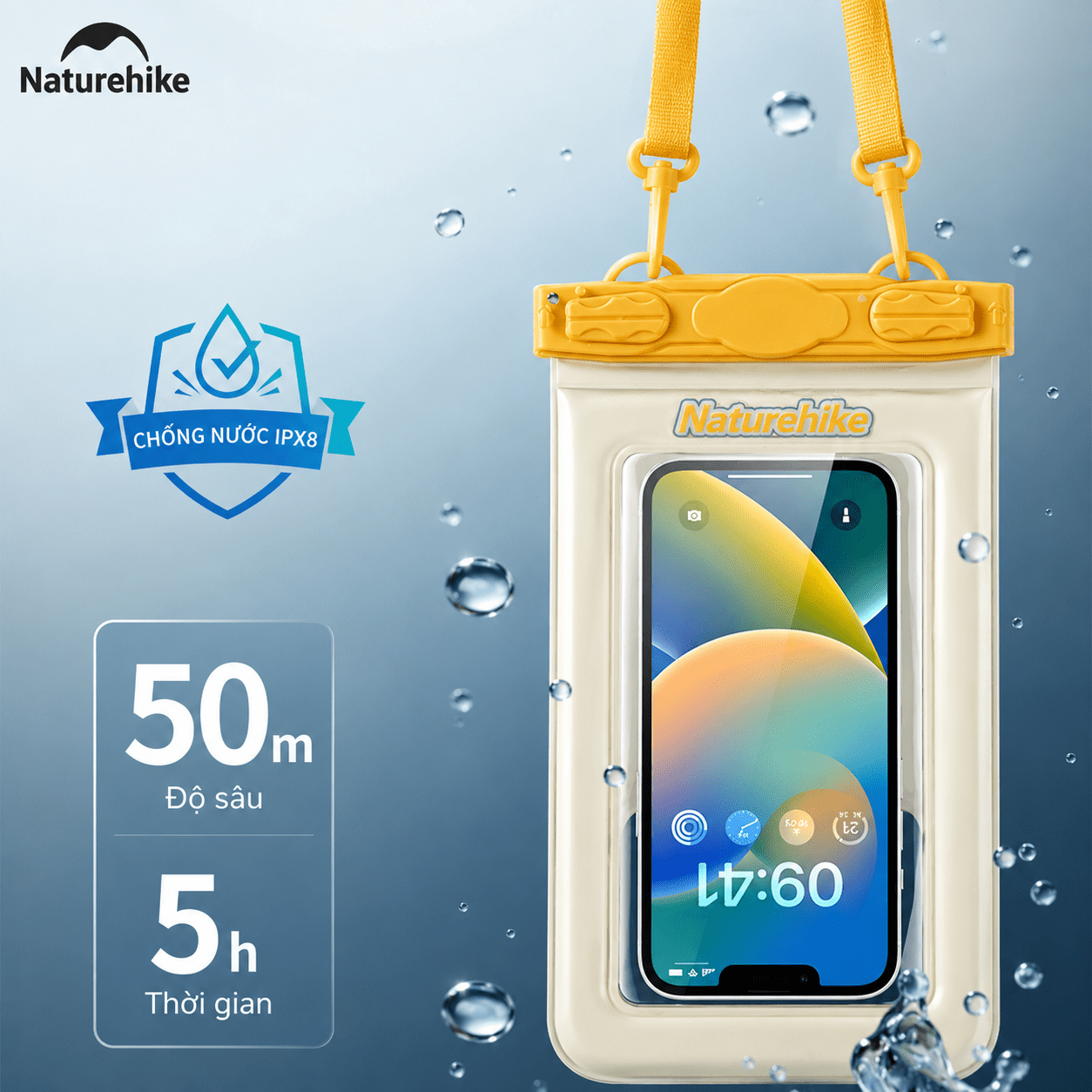 Túi chống nước bảo vệ điện thoại NATUREHIKE CNK2300BS015 – Dùng khi đi mưa, đi biển, du lịch