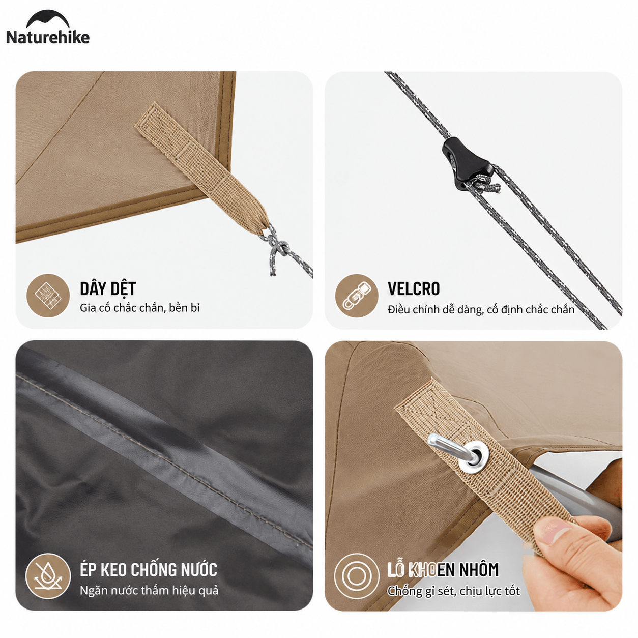 Tăng dã ngoại/ Mái che Nắng Mưa Naturehike CNK2350WS015, Bộ Kèm Cột 2.2m - Cloud Skie Lite Camping Canopy