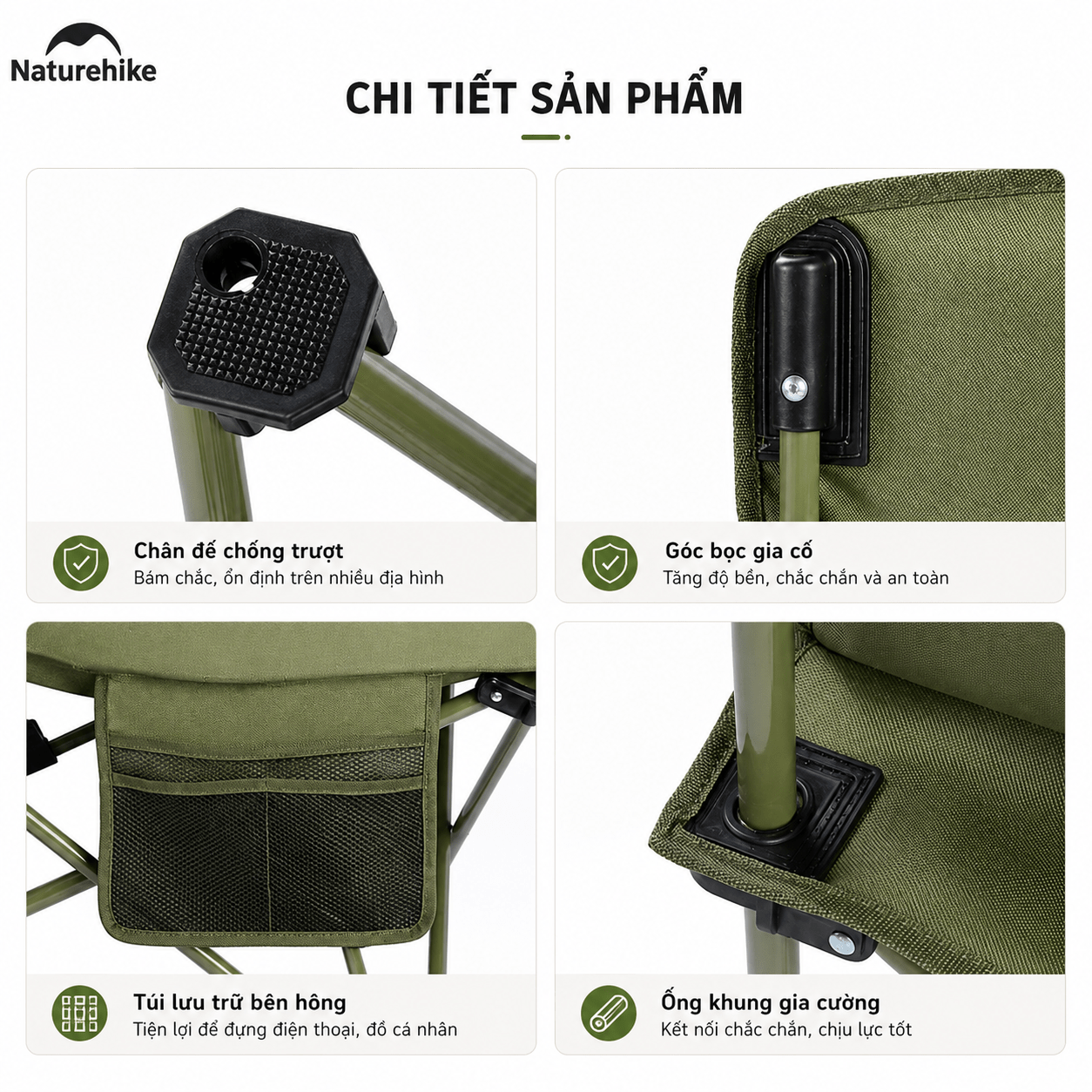 Ghế Xếp Thư Giãn Naturehike CNK2650JJ010 Gấp Gọn 4 Cấp Độ Ngả Lưng - Ghế Camping Ngoài Trời Khung Thép Carbon