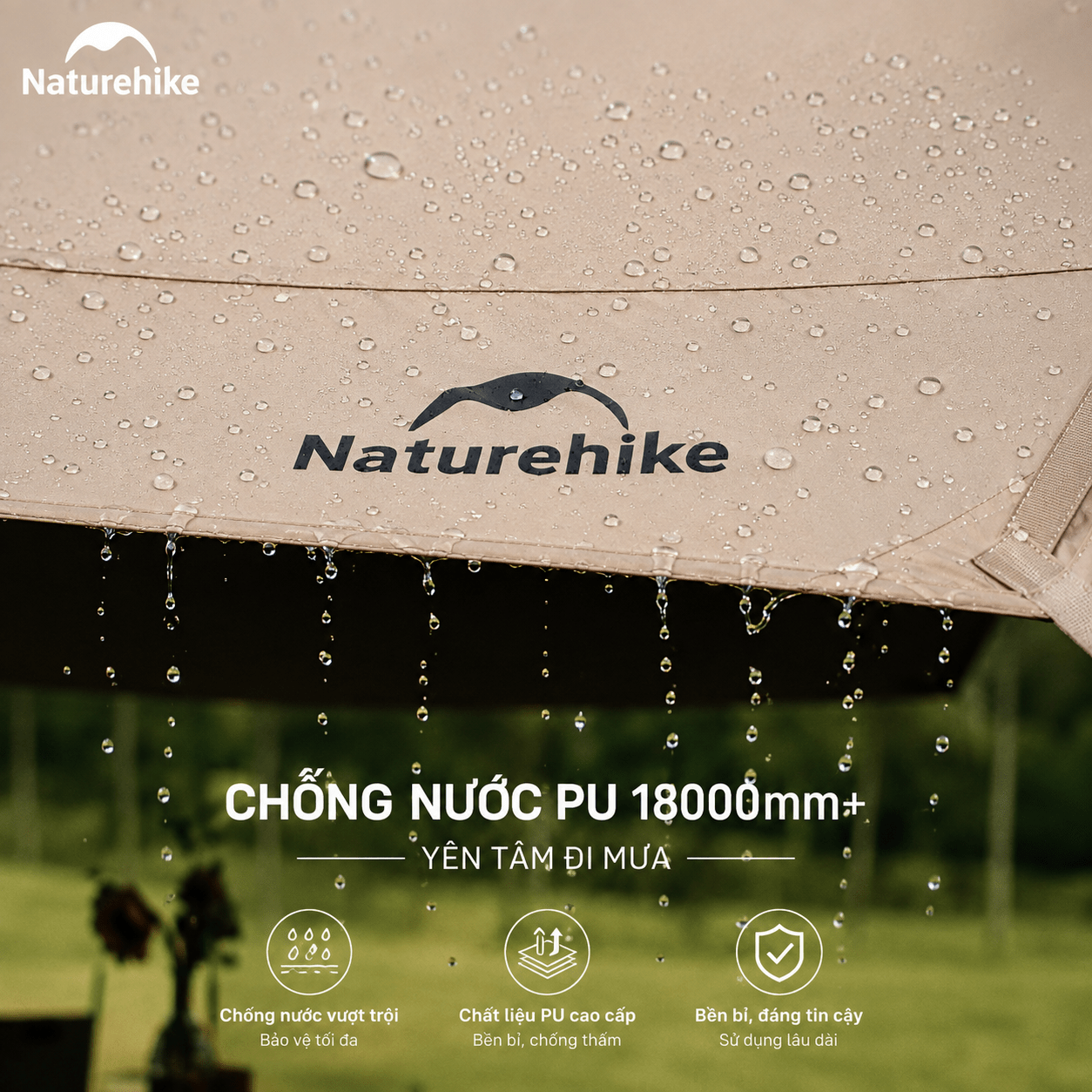 Tăng dã ngoại/ Mái che Nắng Mưa Naturehike CNK2350WS015, Bộ Kèm Cột 2.2m - Cloud Skie Lite Camping Canopy