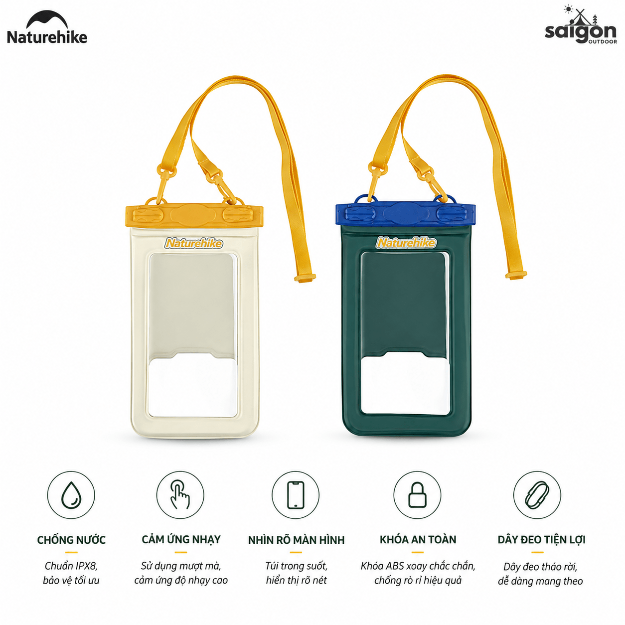 Túi chống nước bảo vệ điện thoại NATUREHIKE CNK2300BS015  – Dùng khi đi mưa, đi biển, du lịch