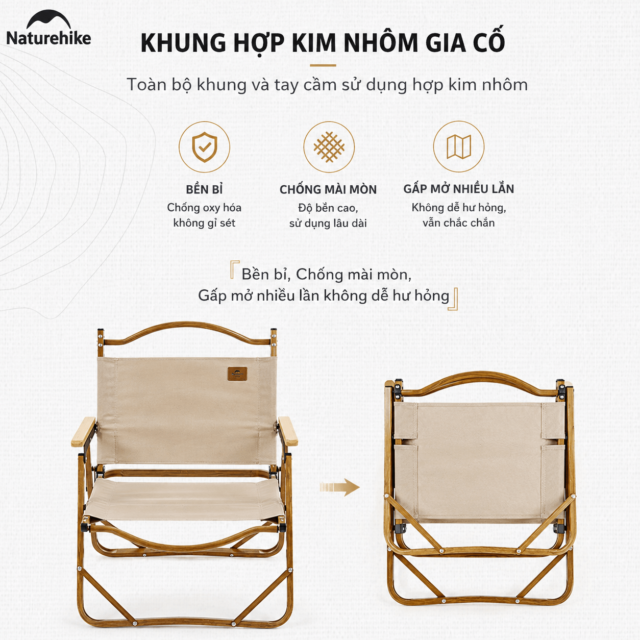 Ghế gấp gọn có tay vịn Naturehike NH19Y002-D, Ghế camping cao cấp