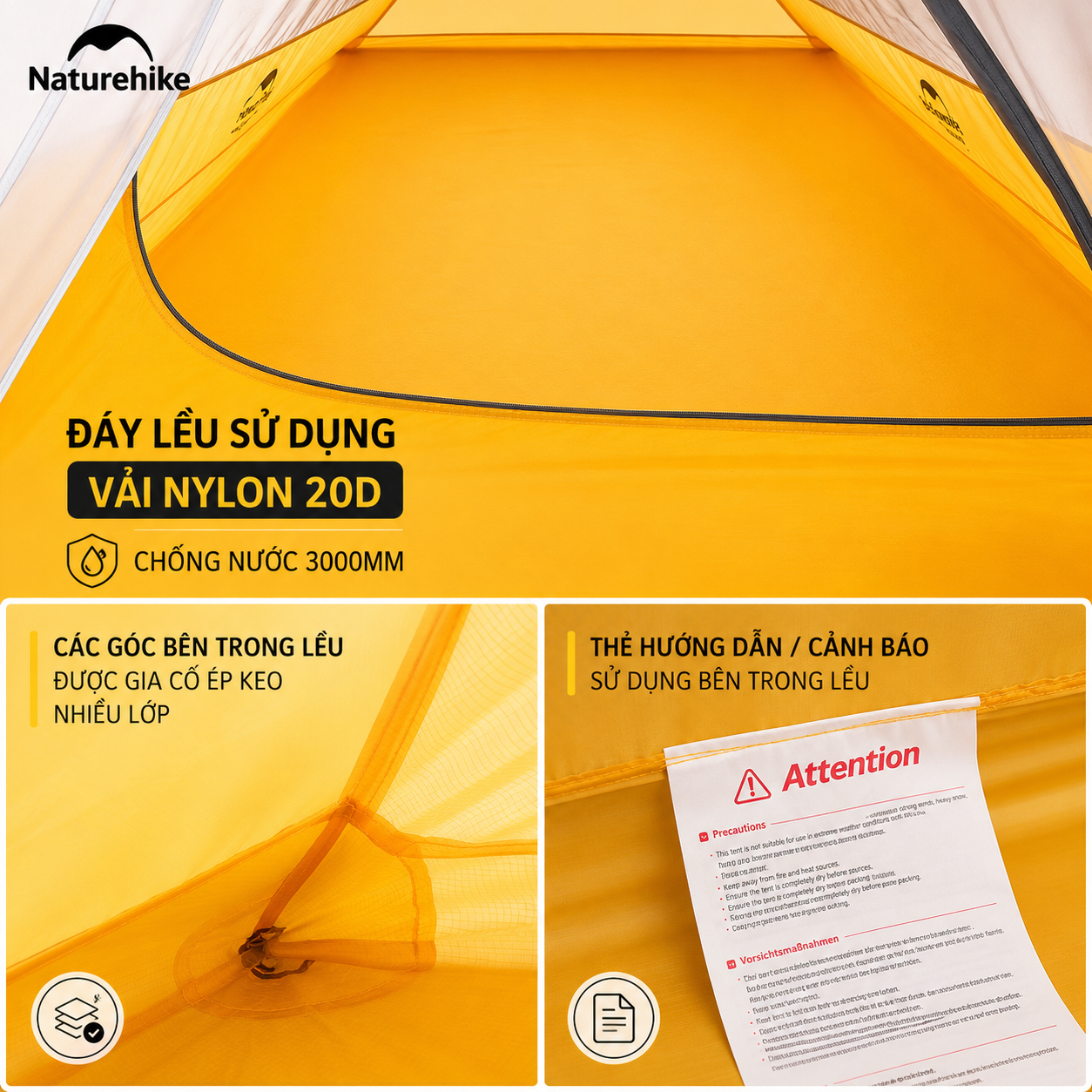 Lều Naturehike NH19ZP017 Cloud Up 1 Người Siêu Nhẹ 930g Chống Nước 3000mm Lều Camping Dã Ngoại