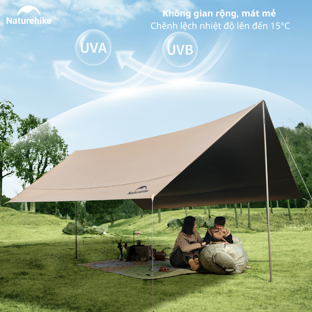 Tấm che nắng mưa dã ngoại hình bát giác Naturehike CNK2350WS015 – Tarp Camping Phủ Vinyl 150D