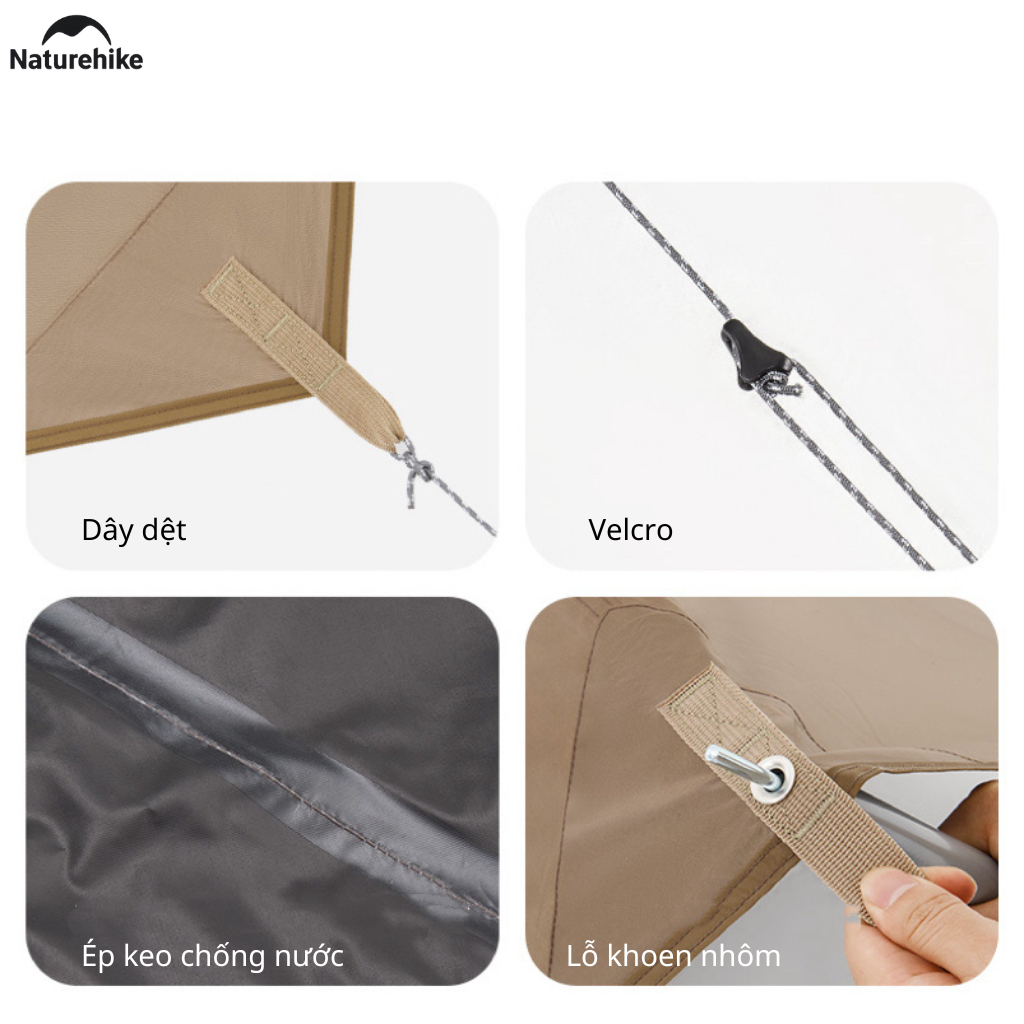 Tấm che nắng mưa dã ngoại hình bát giác Naturehike CNK2350WS015 – Tarp Camping Phủ Vinyl 150D