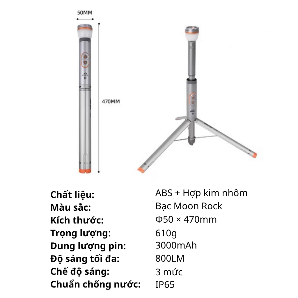 Đèn Cắm Trại Shinetrip ST05 800LM Đèn Camping Đa Năng 3 Trong 1 Có Chân Tripod Kéo Dài 1.92m Chống Nước IP65