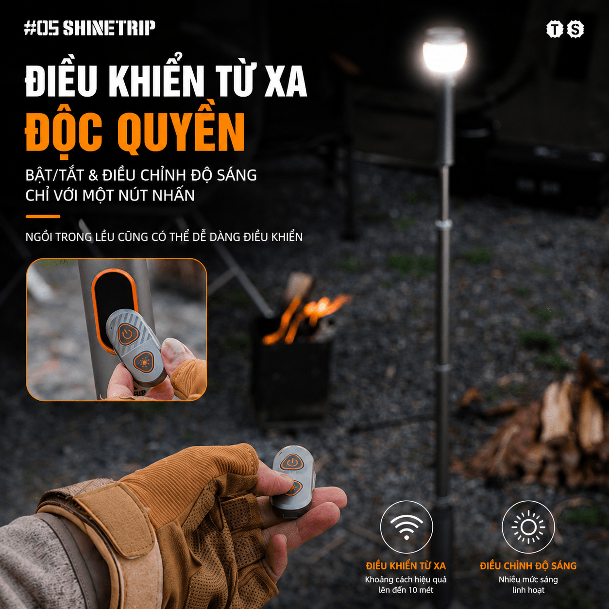 Đèn Cắm Trại Shinetrip ST05 800LM Đèn Camping Đa Năng 3 Trong 1 Có Chân Tripod Kéo Dài 1.92m Chống Nước IP65