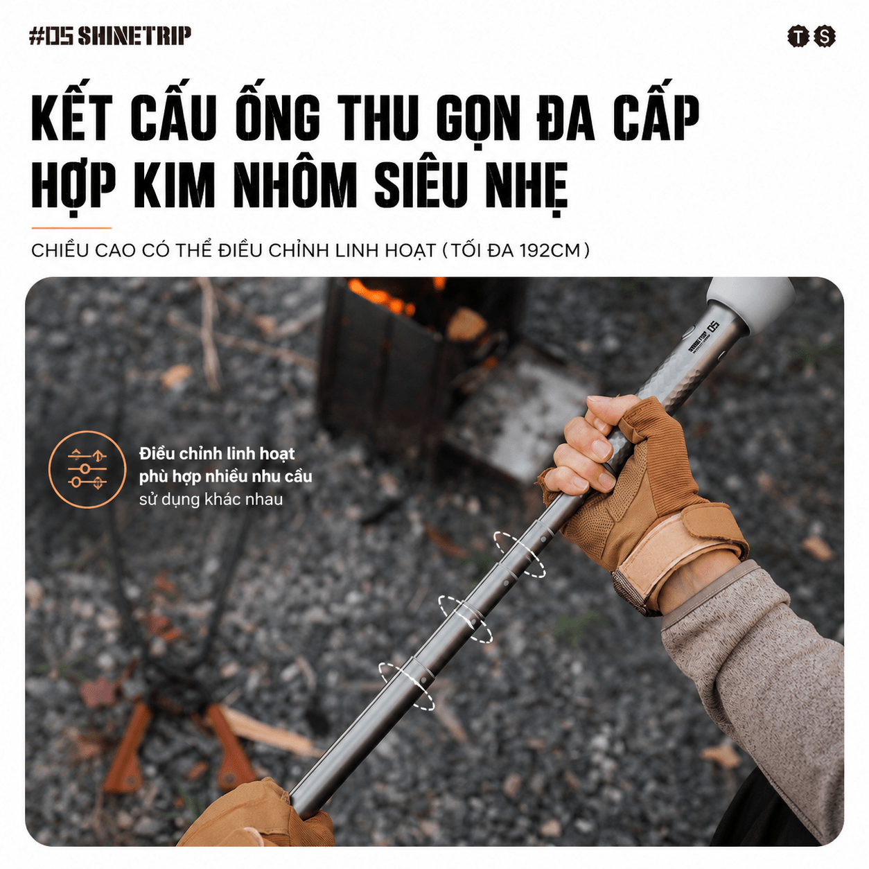 Đèn Cắm Trại Shinetrip ST05 800LM Đèn Camping Đa Năng 3 Trong 1 Có Chân Tripod Kéo Dài 1.92m Chống Nước IP65