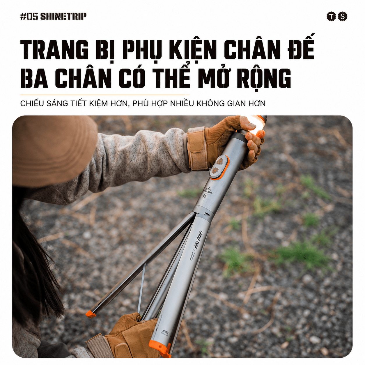 Đèn Cắm Trại Shinetrip ST05 800LM Đèn Camping Đa Năng 3 Trong 1 Có Chân Tripod Kéo Dài 1.92m Chống Nước IP65