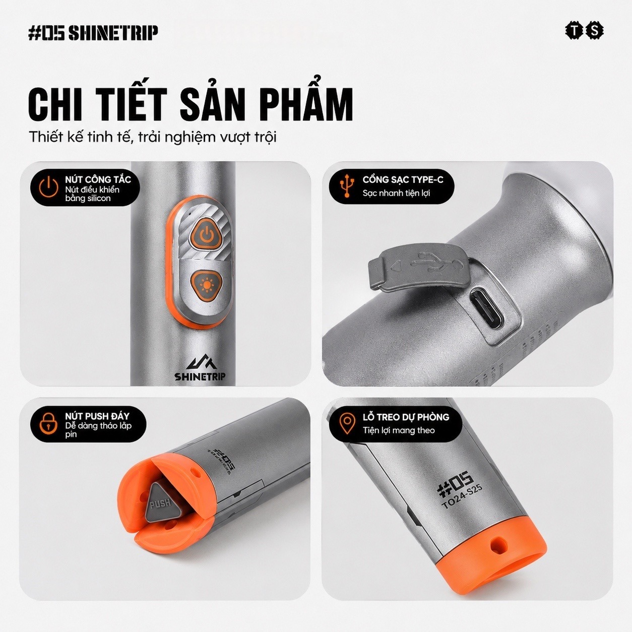 Đèn Cắm Trại Shinetrip ST05 800LM Đèn Camping Đa Năng 3 Trong 1 Có Chân Tripod Kéo Dài 1.92m Chống Nước IP65