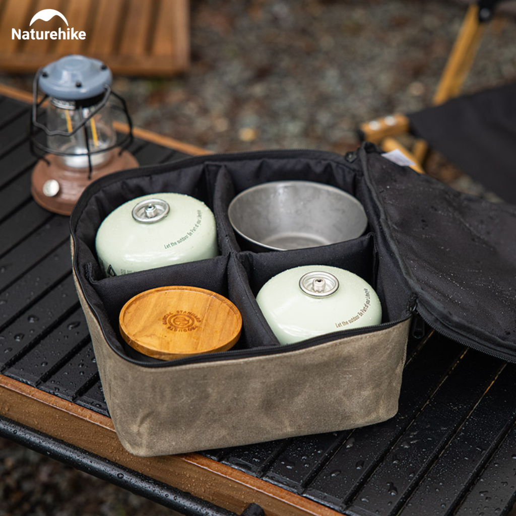 Túi Đựng Đồ Camping NH20PJ128 Naturehike 5.4L Canvas Phủ Sáp Dầu Chống Nước | Túi Đựng Bếp Dã Ngoại Có Vách Ngăn Tháo Lắ
