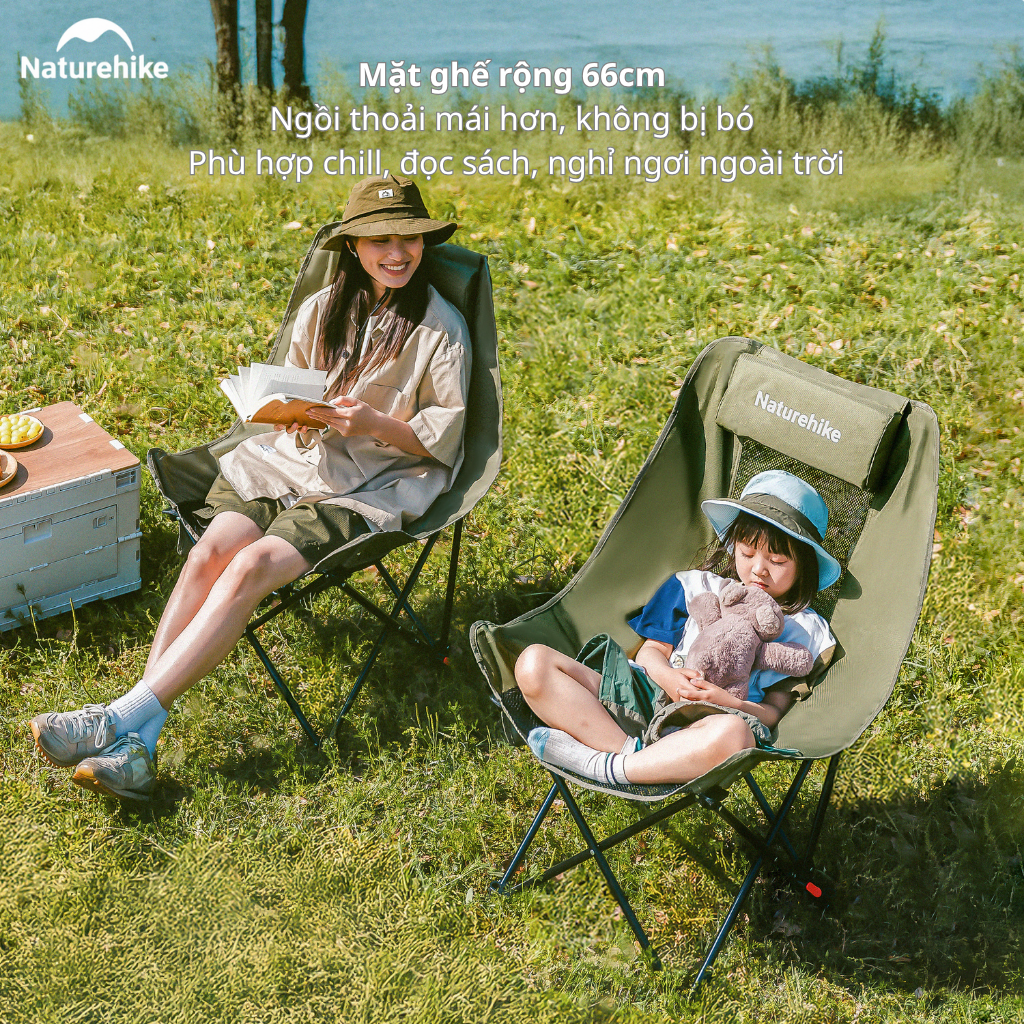 Ghế Xếp Camping Naturehike CNK2550JJ019 Gấp Gọn Siêu Nhẹ Khung Thép Carbon, Ghế Dã Ngoại Tựa Lưng Cao Thoáng Khí Chịu Tải 100kg