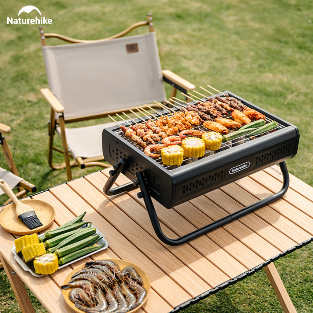 Bếp Nướng Than Hoa Naturehike CNK2650CF011 Gấp Gọn Inox 304 & Inox 410 - Bếp BBQ Dã Ngoại Camping Có Tay Xách, Tháo Rời