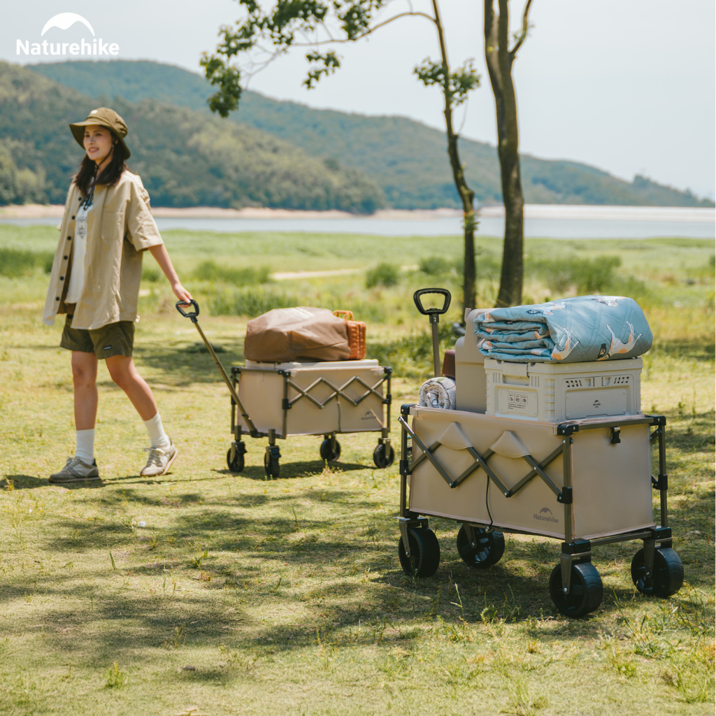 Xe Kéo Gấp Gọn Naturehike CNK2350JJ012 Có Phanh Bánh Trước - Xe Chở Đồ Cắm Trại Camping Gấp Gọn Khung Thép Carbon