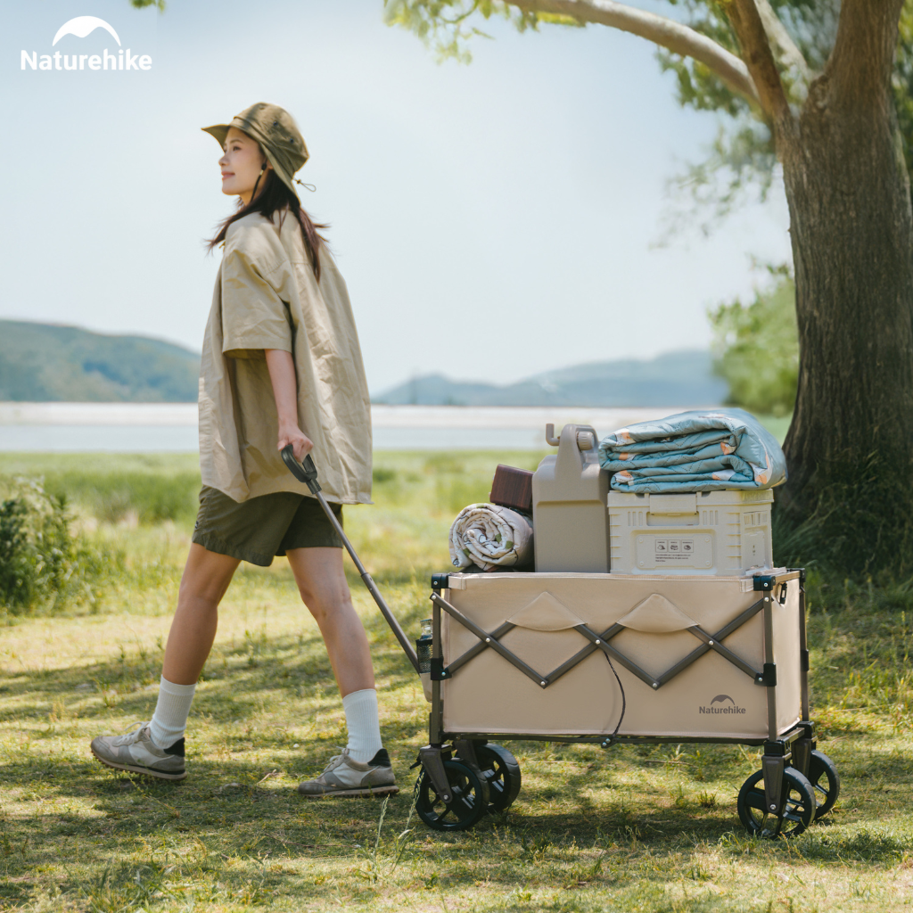 Xe Kéo Gấp Gọn Naturehike CNK2350JJ012 Có Phanh Bánh Trước - Xe Chở Đồ Cắm Trại Camping Gấp Gọn Khung Thép Carbon