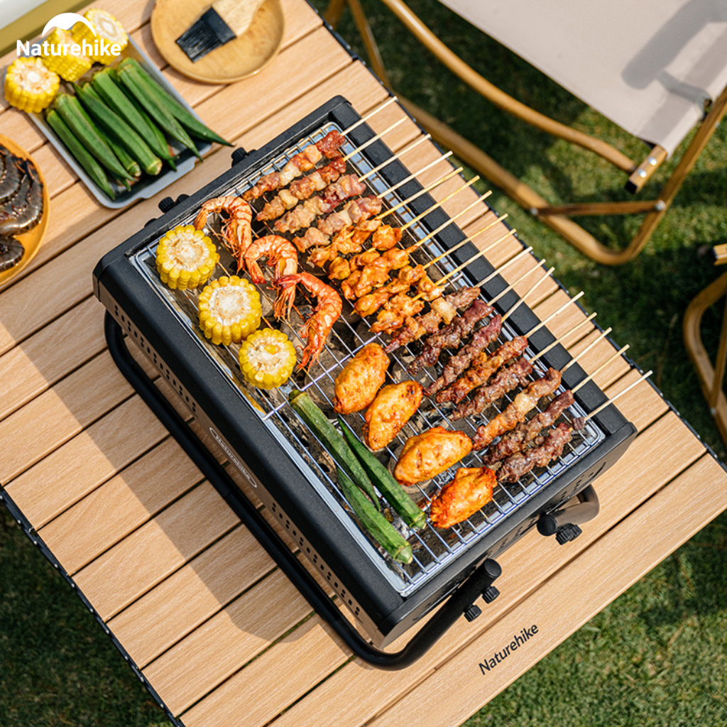Bếp Nướng Than Hoa Naturehike CNK2650CF011 Gấp Gọn Inox 304 & Inox 410 - Bếp BBQ Dã Ngoại Camping Có Tay Xách, Tháo Rời