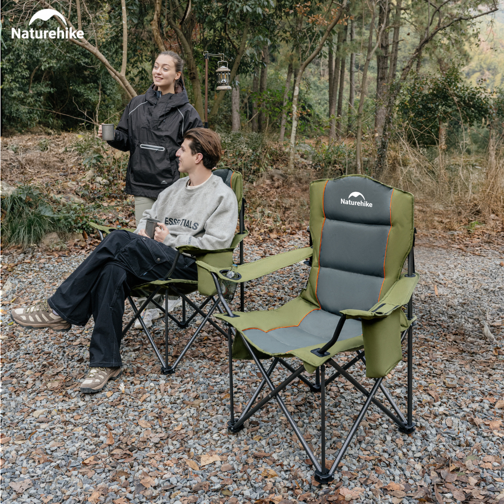 Ghế Xếp Camping Naturehike CNK2550JJ029 2 Ghế Gấp Gọn Có Đệm Dày, Tay Vịn Cứng, Túi Giữ Nhiệt, Khung Thép Carbon