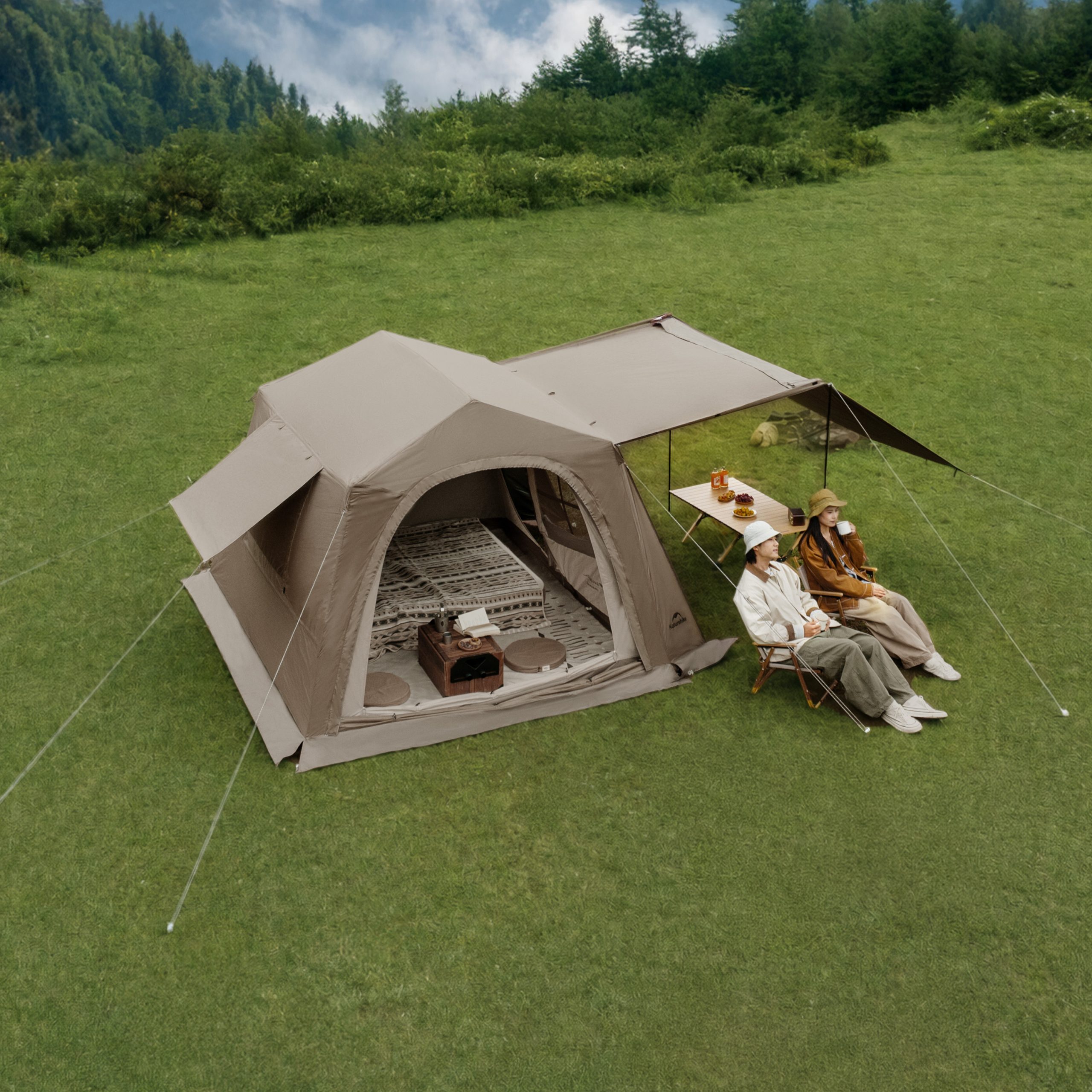 Naturehike CNK2650WS035 Lều Camping Village 6.0 III TiBlack Thế Hệ 3 Tự Bung Cabin 4-6 Người Chống Nắng Chống Mưa